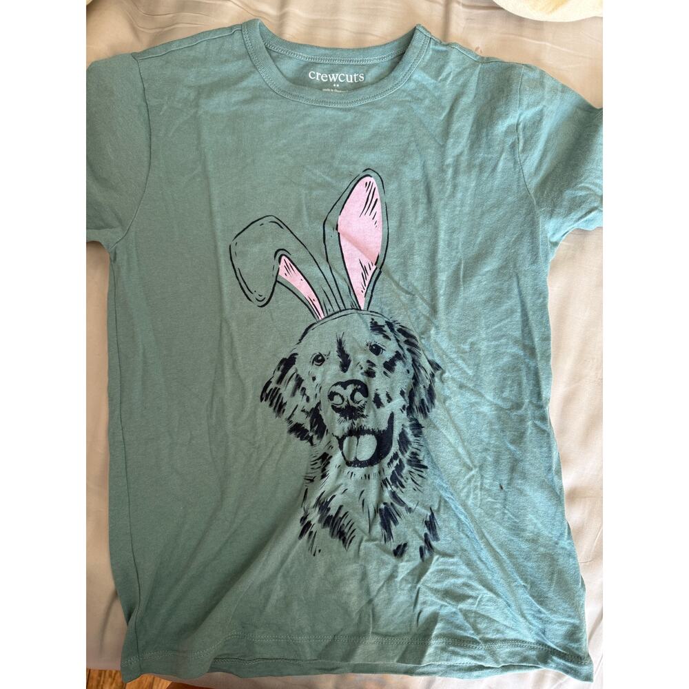 Crewcuts blue green dog with bunny ears Shirt size 10-11